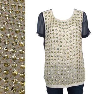 DIANE VON FURSTENBERG Blouse WMNS 8 Silk‎ Jeweled Longline Embellished